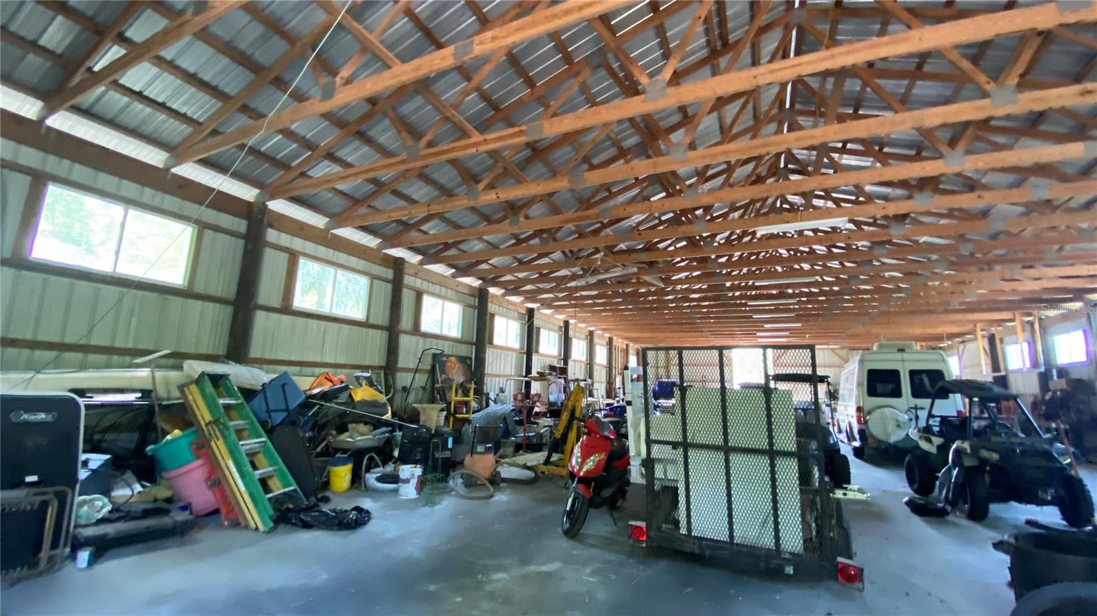 Large steel barn/workshop.