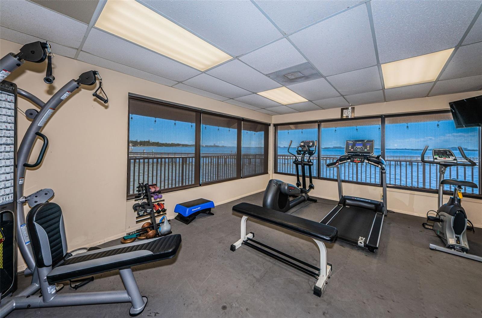 Min-fitness center looking out towards Clearwater Beacg