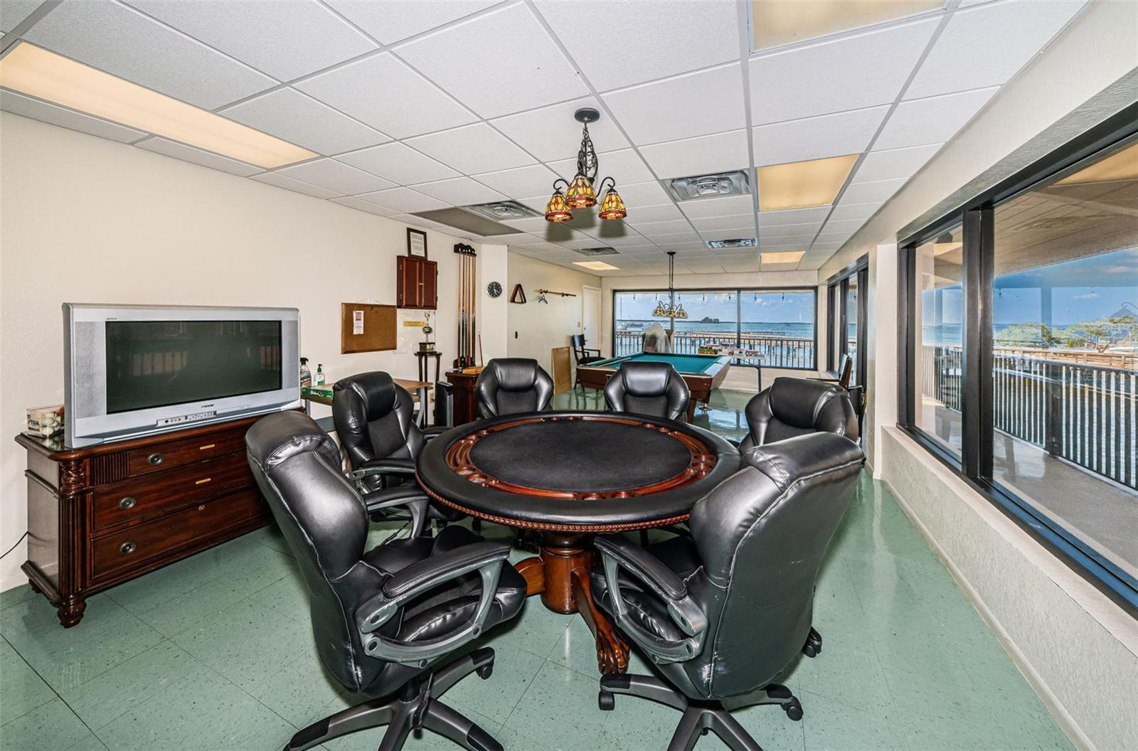 Poker table in recreation room