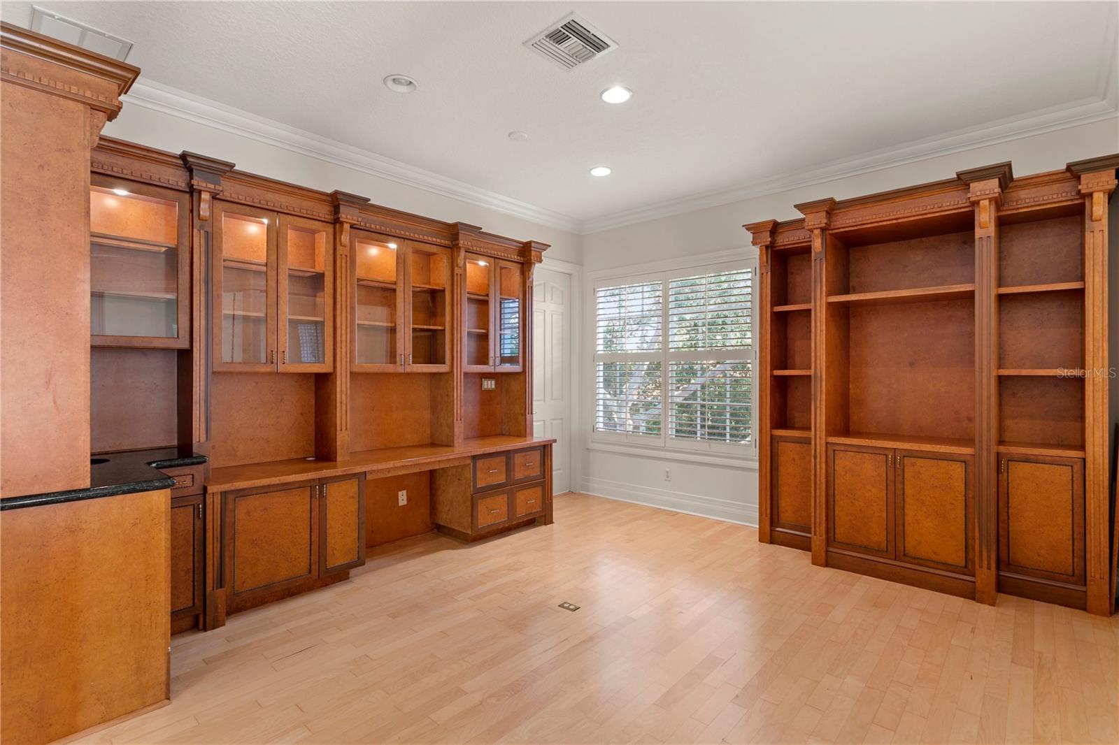 Executive Office with Custom Wood Cabinetry