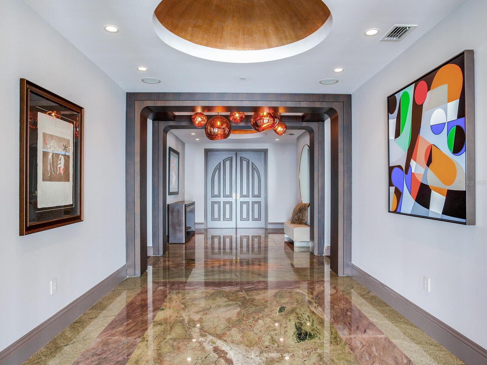 Private elevator lobby to entrance of apartment