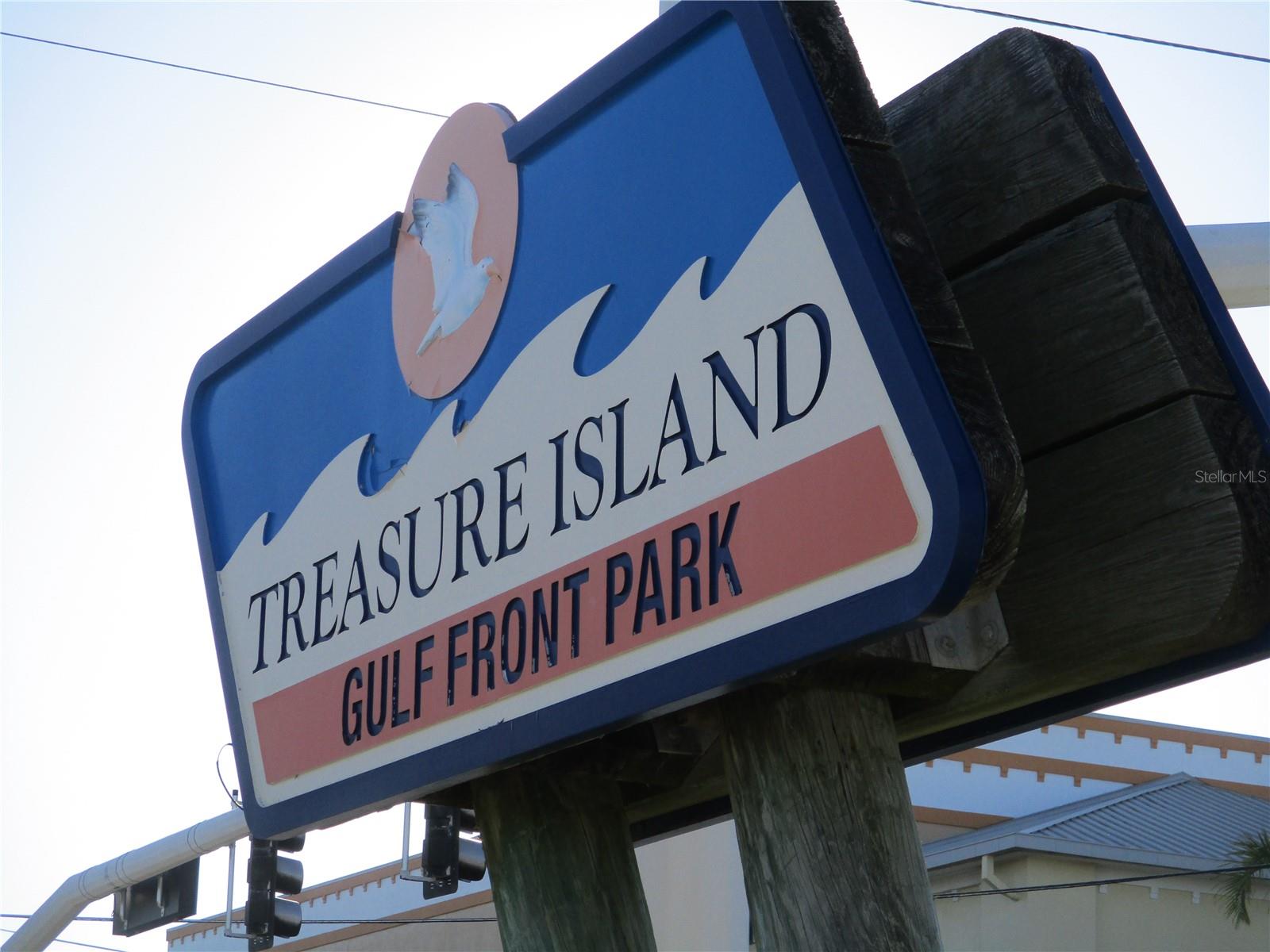 Right across the road. As an owner of a property in Treasure Island you may, for a small fee, receive a beach parking pass from the City of Treaure Island.