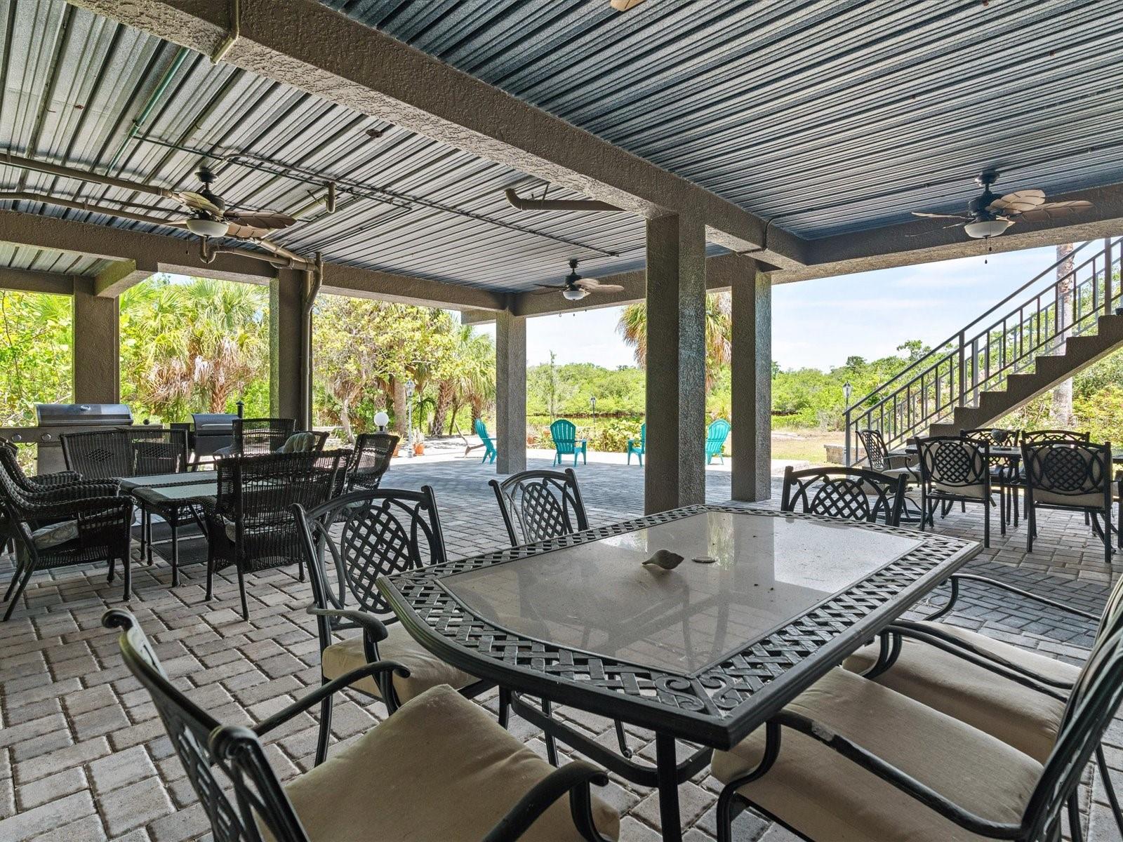 Expansive outdoor covered dining/entertaining area.