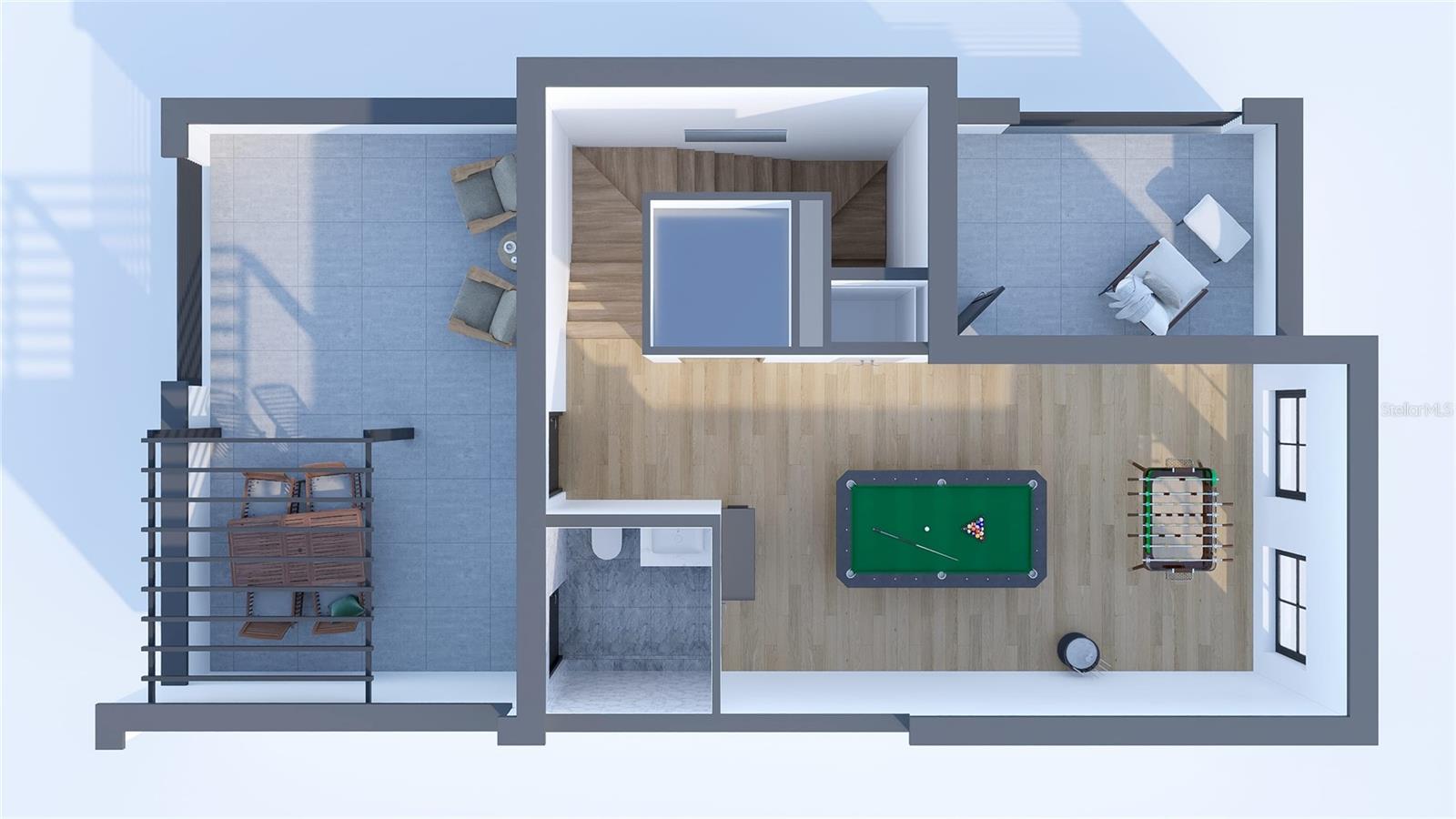 Floorplan Level 4-Bonus Room/Rooftop Living Area, half BA