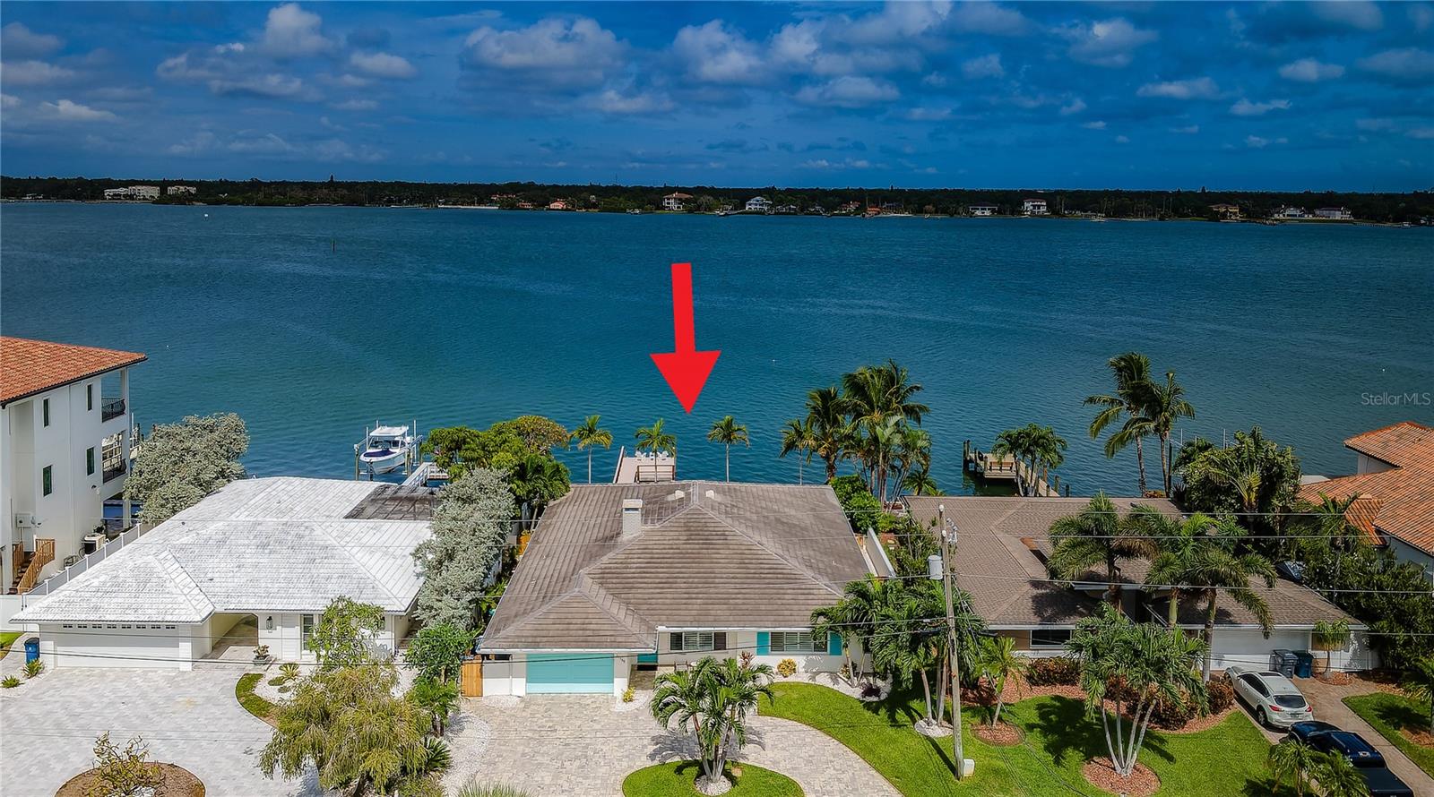 Aerial view front view of home on BIG WATER