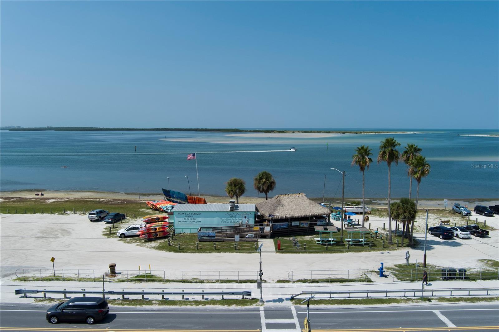 The popular High & Dry Grill located on the Dunedin Causeway. Great beach food and drinks. They also rent paddle boards, sailboats, and kayaks.