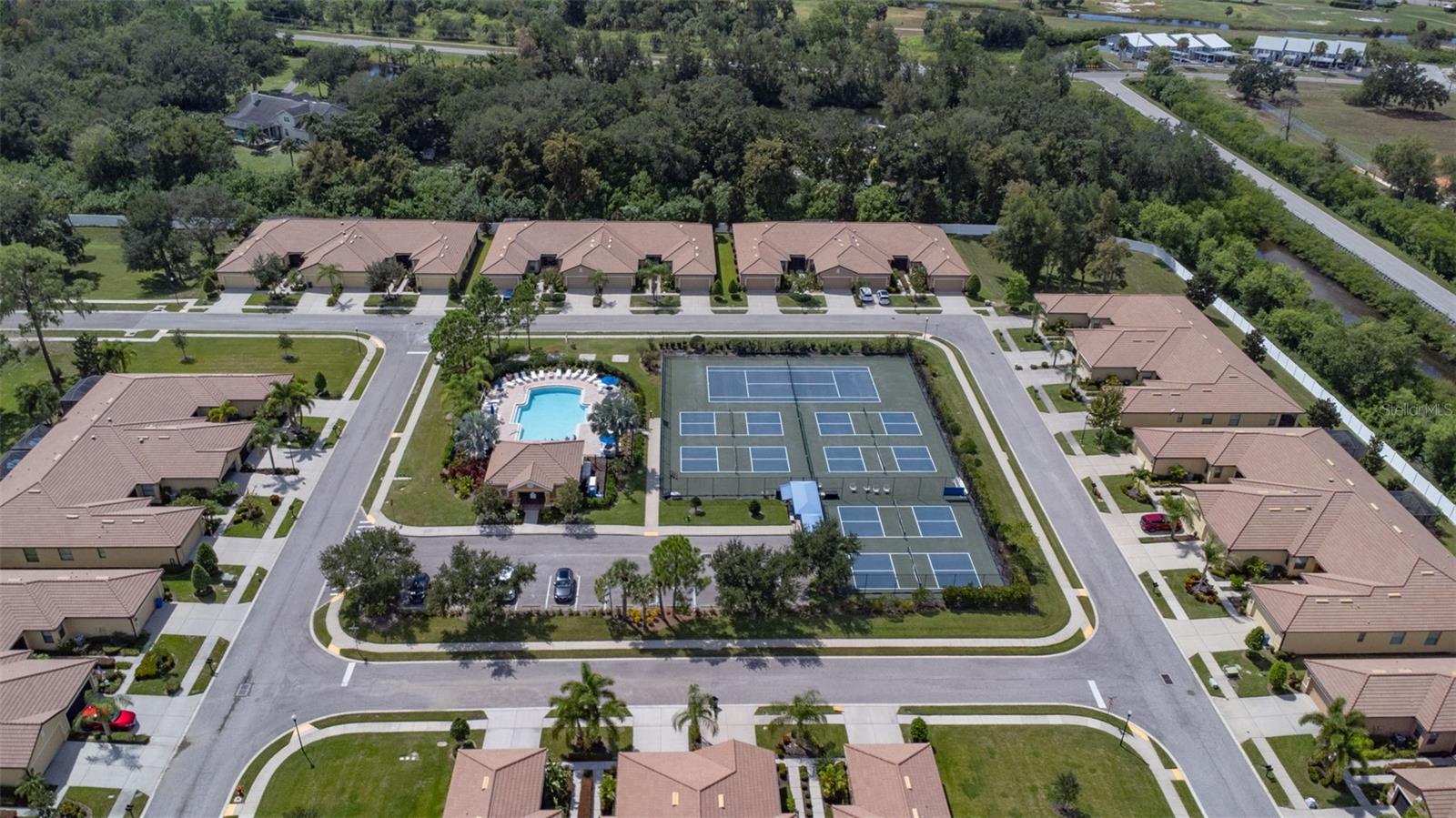 Back pool and Pickleball Courts