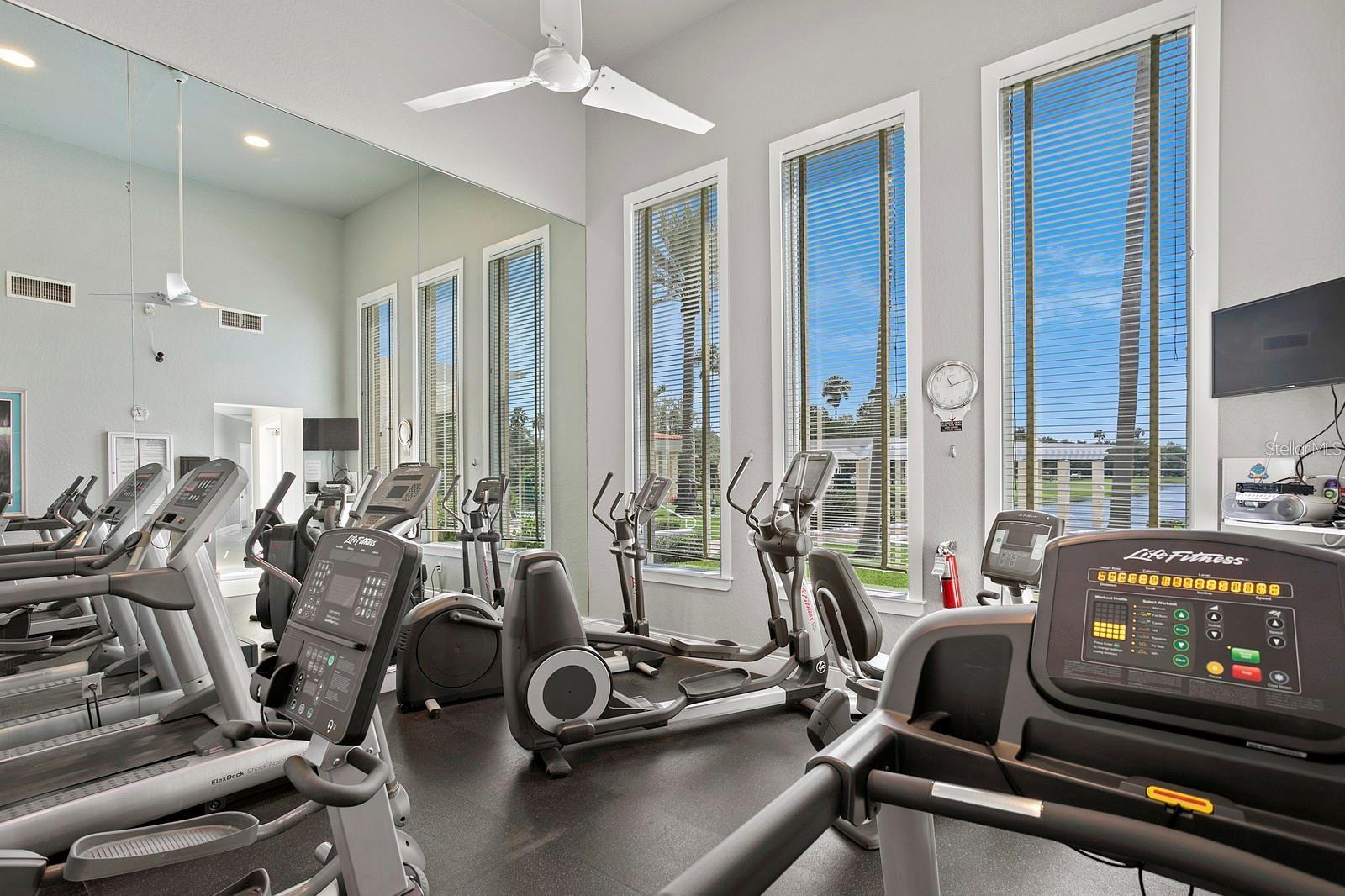 Two separate workout rooms - free weights in one, nautilus and treadmills in the other.