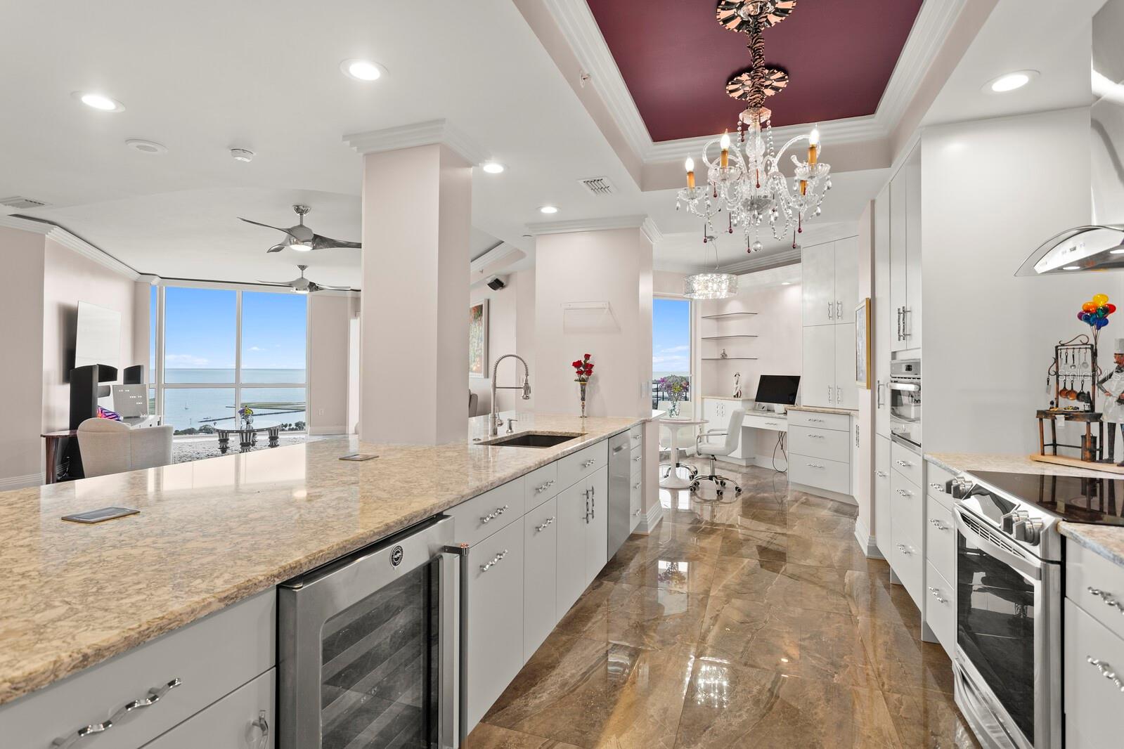 Gourmet Kitchen has stainless appliances, and an abundance of storage.