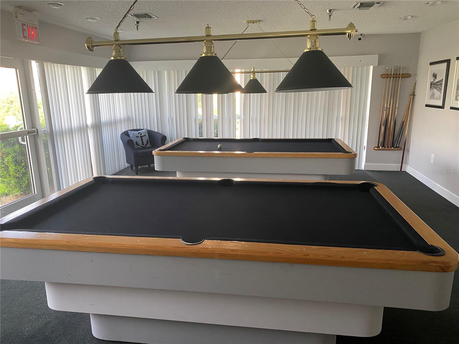 Billiard tables in the clubhouse