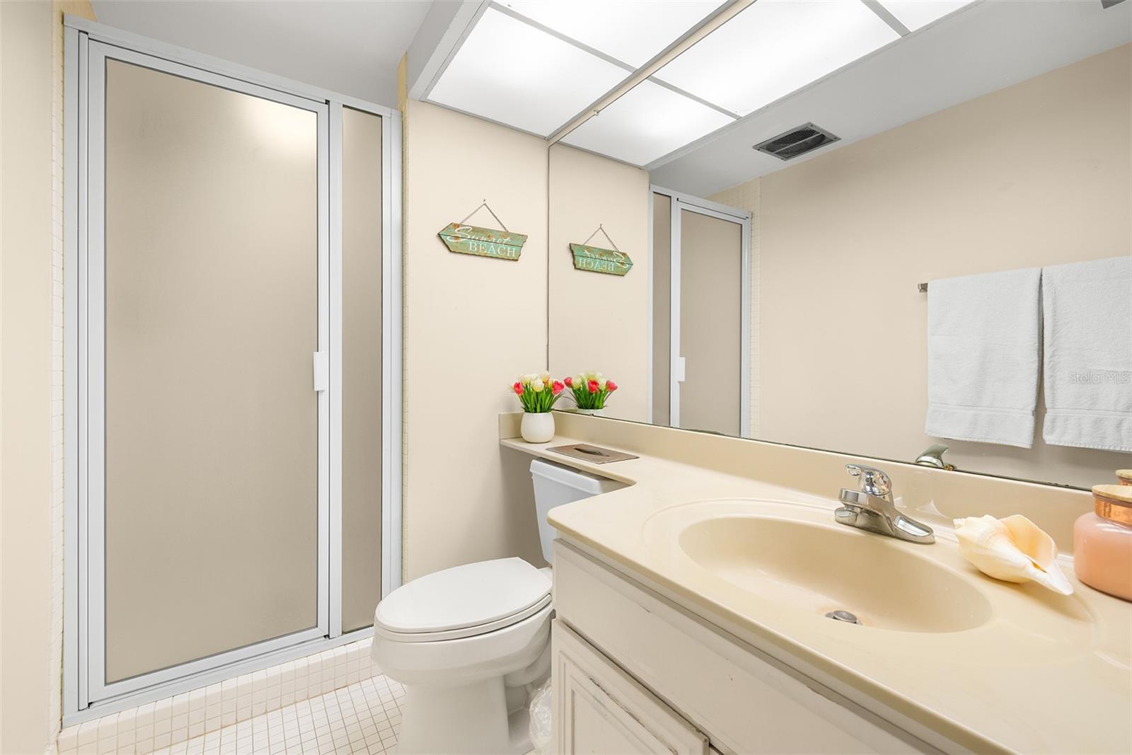 The second bath has a walk-in shower for ease.