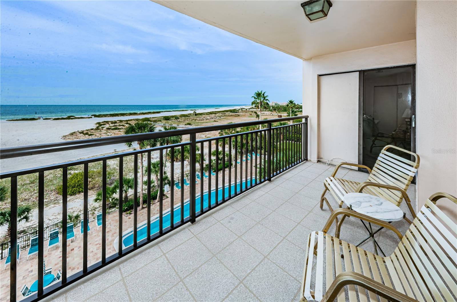 Balcony overlooking the pool, beach and Gulf.