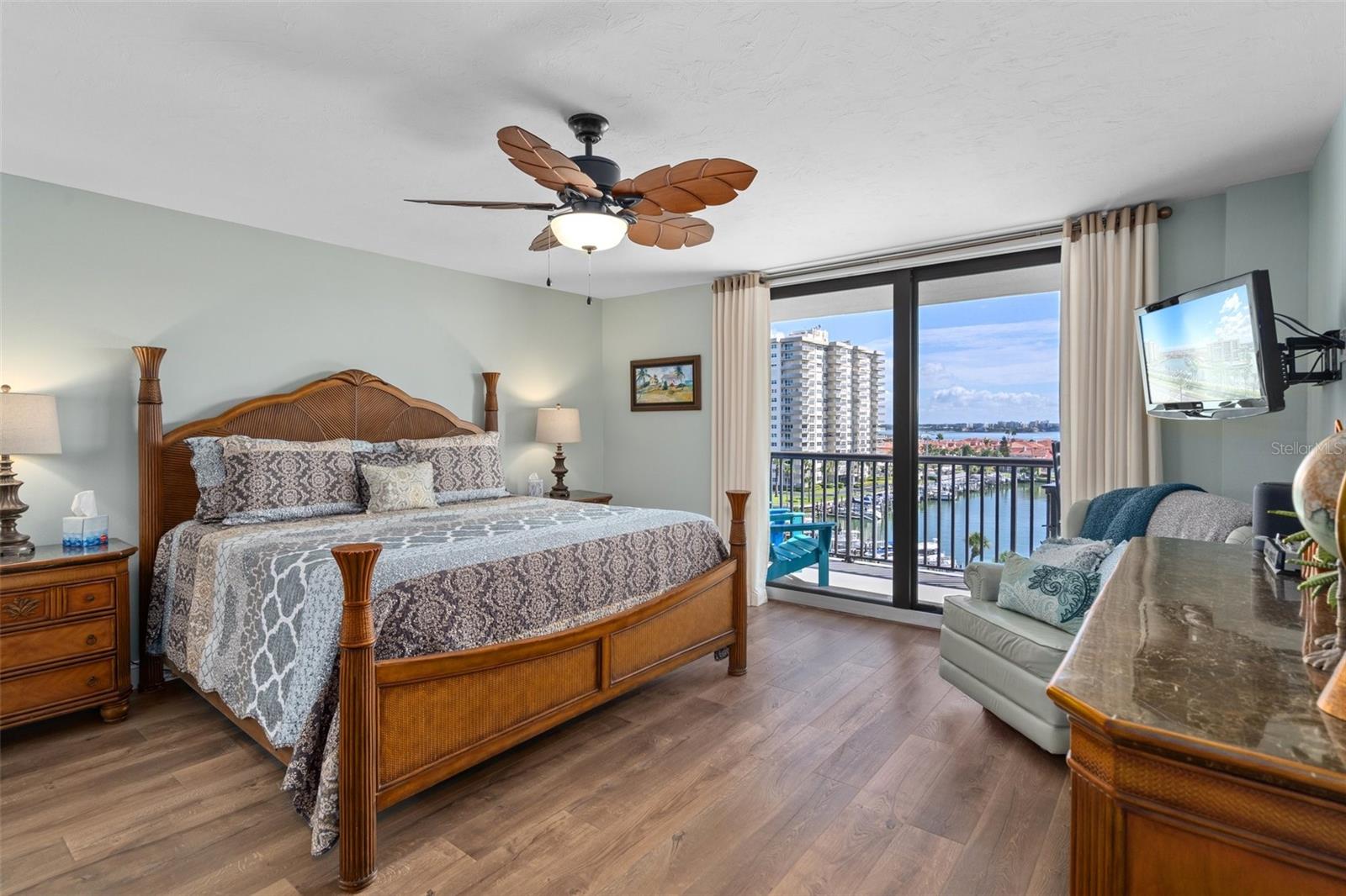 Primary bedroom with dreamy views of the Clearwater Harbor/Intracoastal waterway.