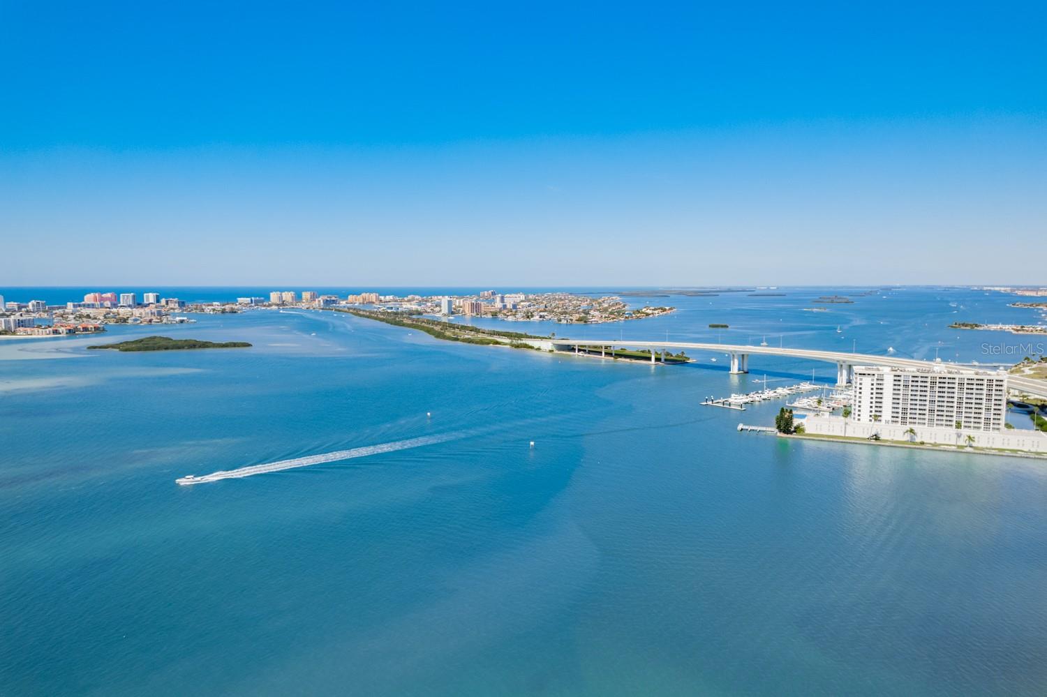 Unobstructed water views that extend to the iconic Clearwater Memorial Causeway  Bridge to the beach