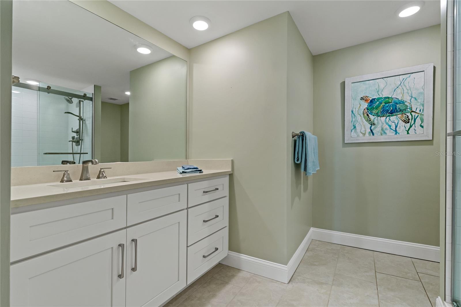 Spacious & updated 2nd bath with walk in shower