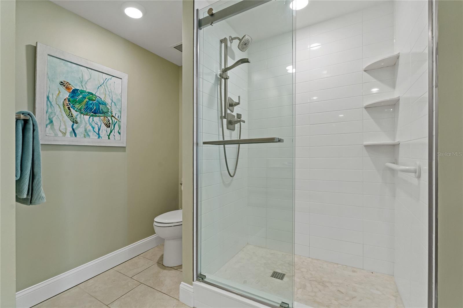 Spacious & updated 2nd bath with walk in shower