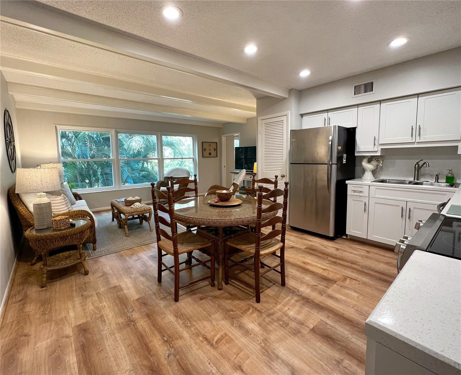 Newly renovated kitchen with eat in space, and open to the family room.