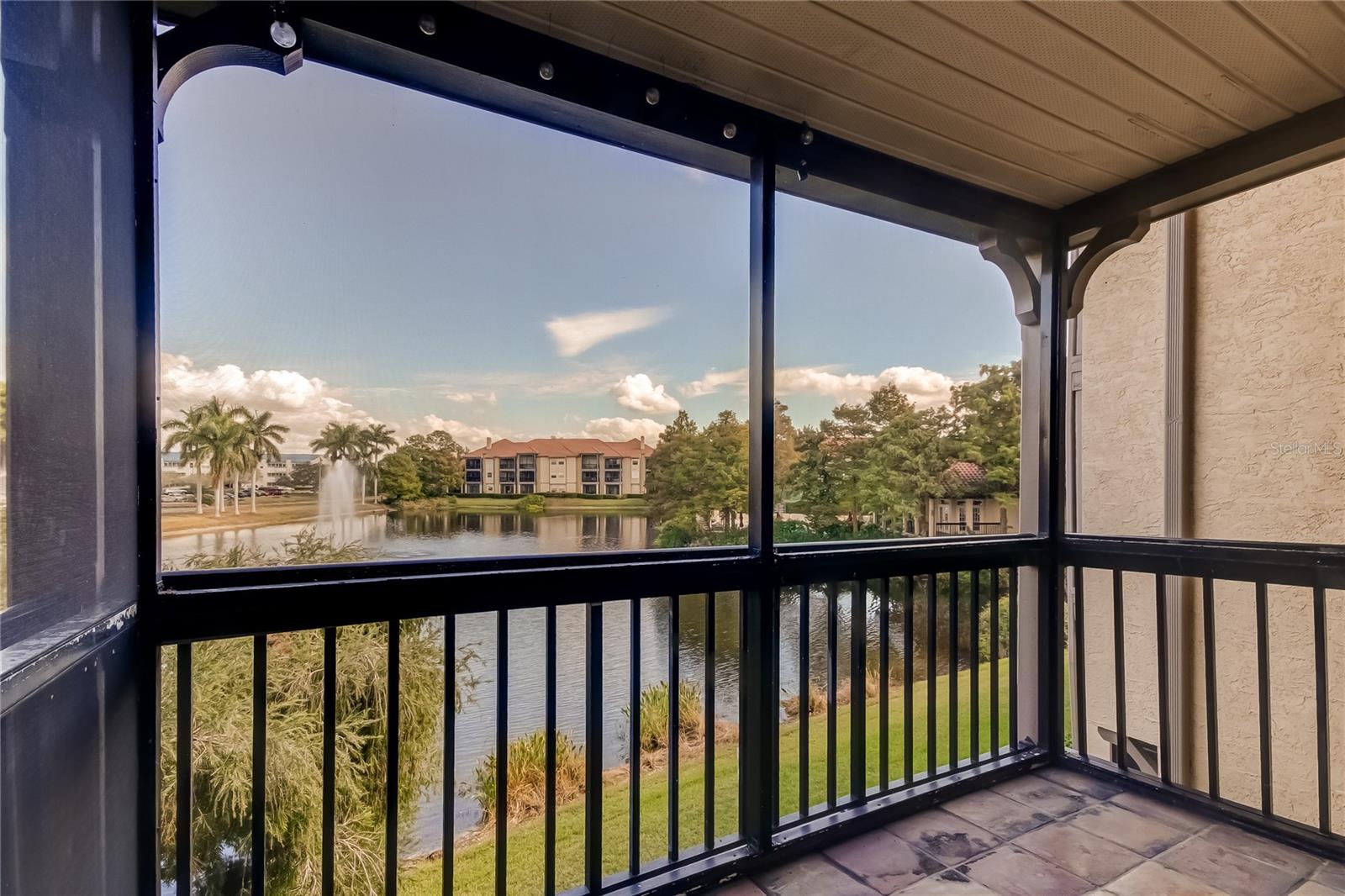 Balcony overlooking the lake and clubhouse