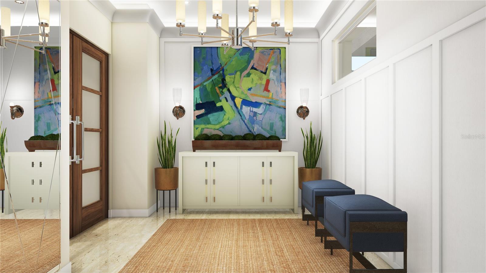 Enter from the elevator directly into your beautiful, large private foyer with double doors. Digital Rendering.