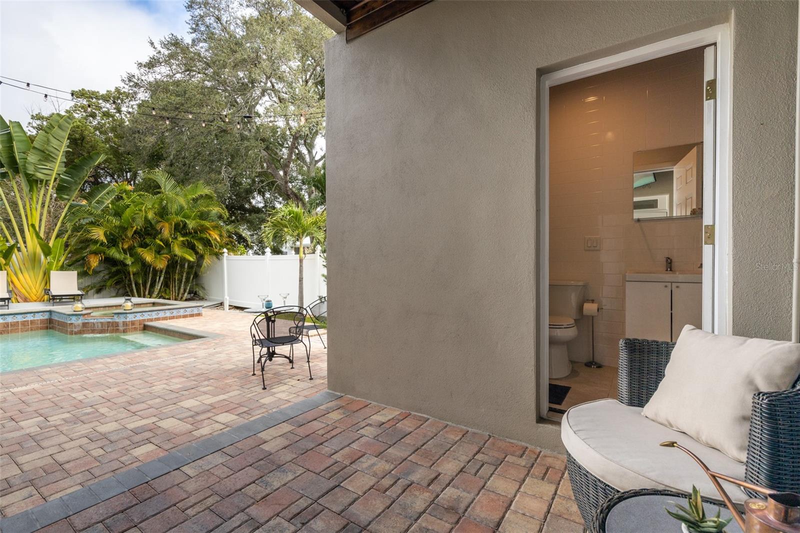 The living room extends to your private covered patio.
