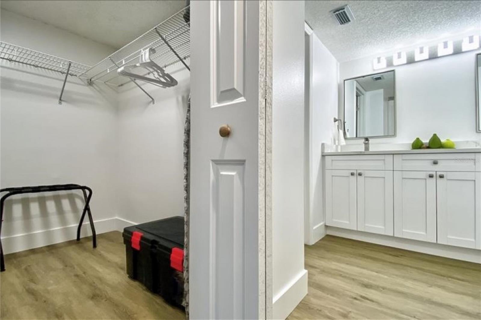 Large walk-in closet between bedroom and ensuite primary bath