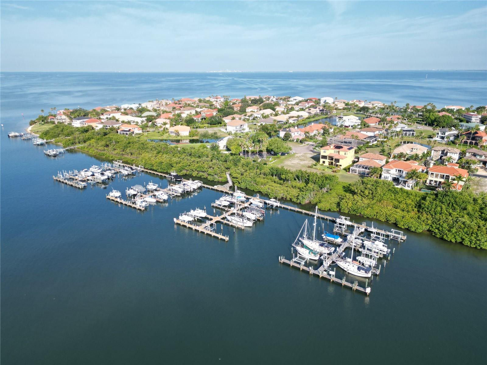 Marina location with direct access to Tampa Bay.