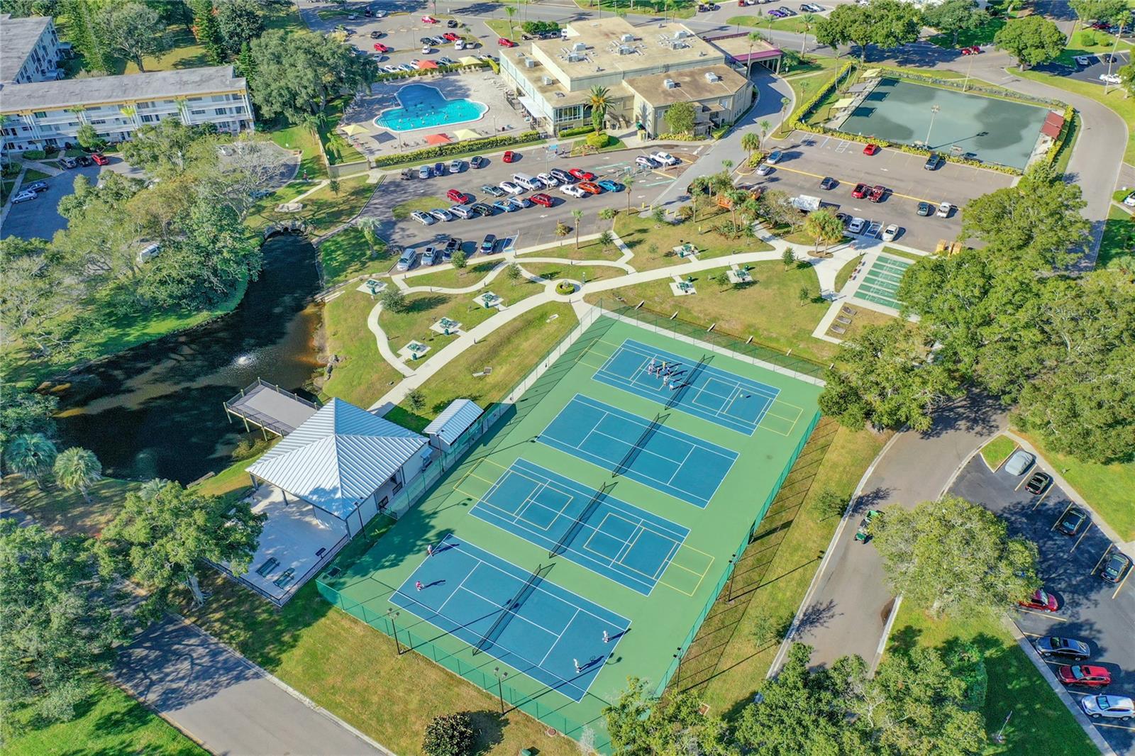 Recreation facilities - tennis and pickleball courts - pool - shuffle board - horseshoes - lawn bowling