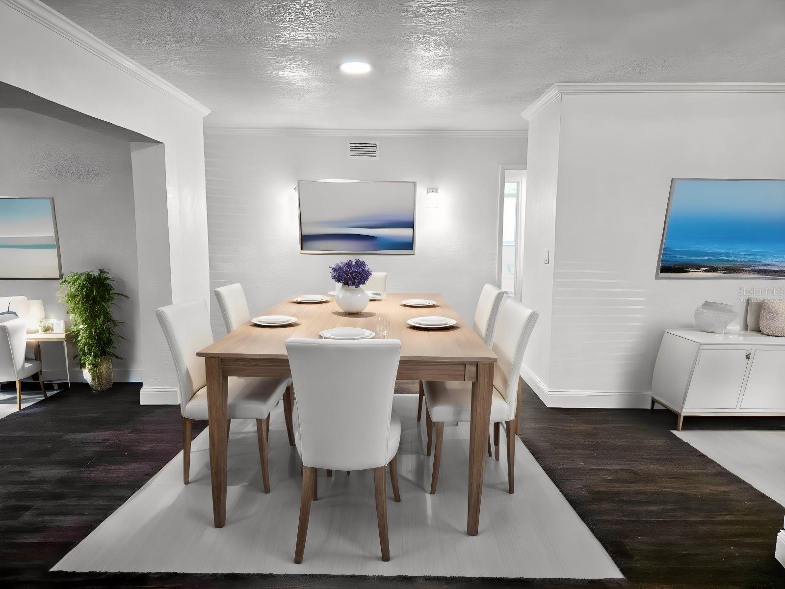 Virtually Staged Flex Space staged for Dining