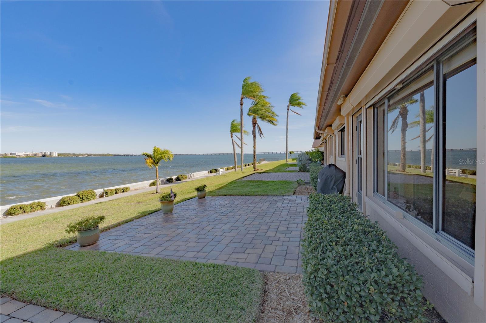 Water views abound! Panoramic views of the Tampa Bay!!  Walk way around the community, lighted and benches to sit and enjoy the warm breezes.  Look for manatee and dolphin in the beautiful waters.