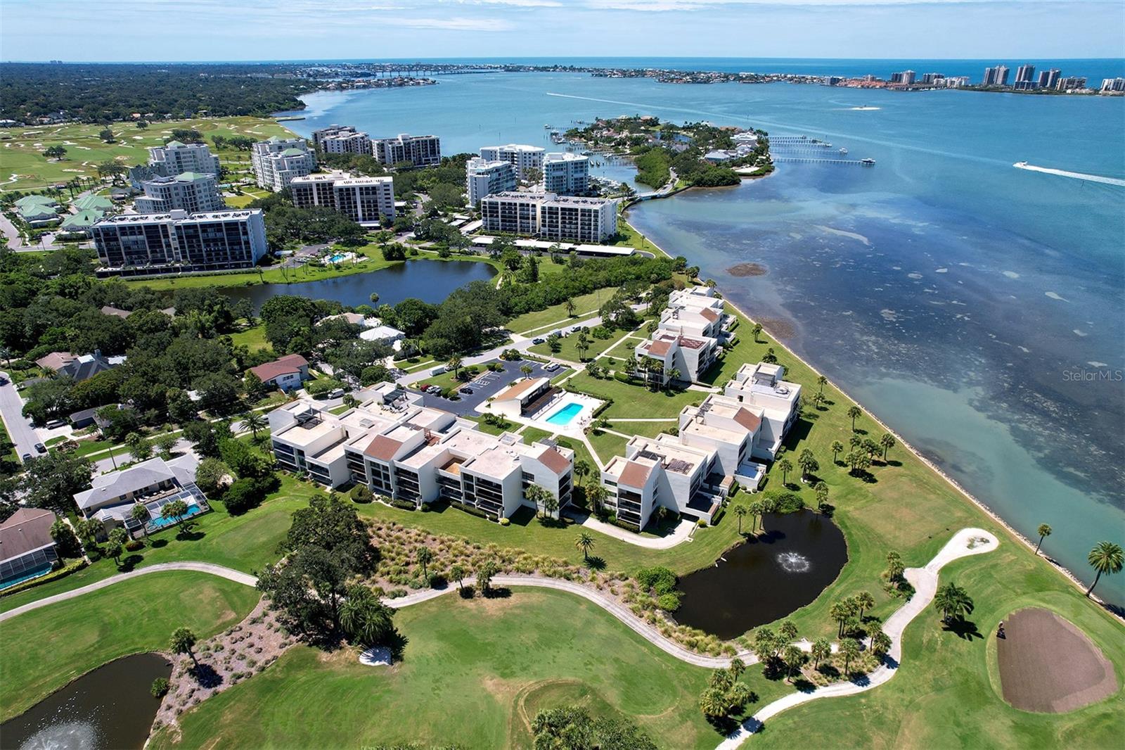 Aerial view from the golf course looking SW at the community into the Harbor