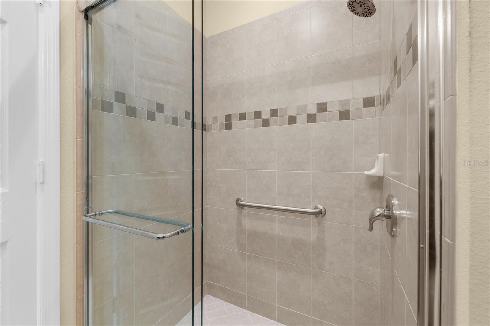 Primary bath single vanity and shower