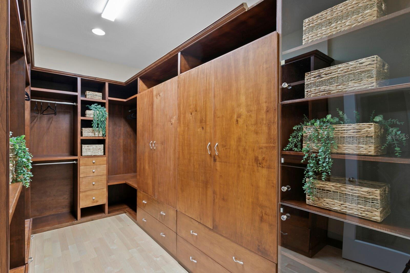 Beautifully finished walk-in-closet in the Owner's Suite