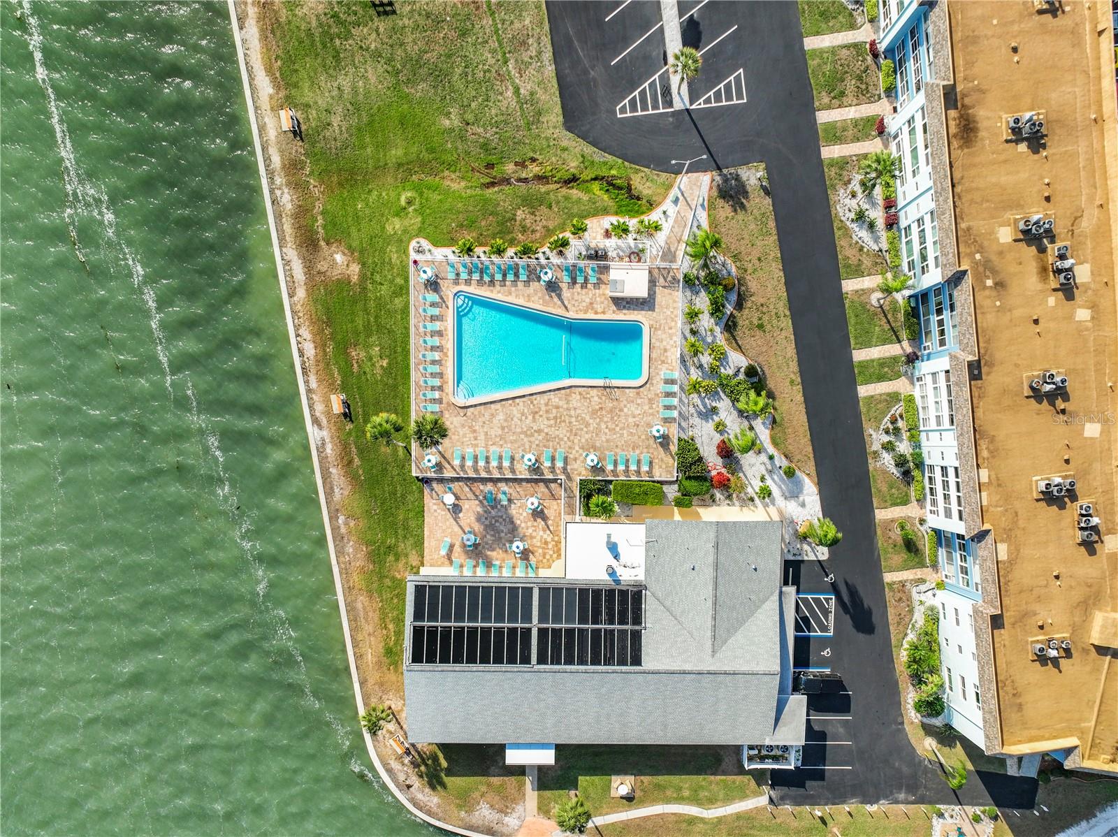 Aerial view pool and clubhouse