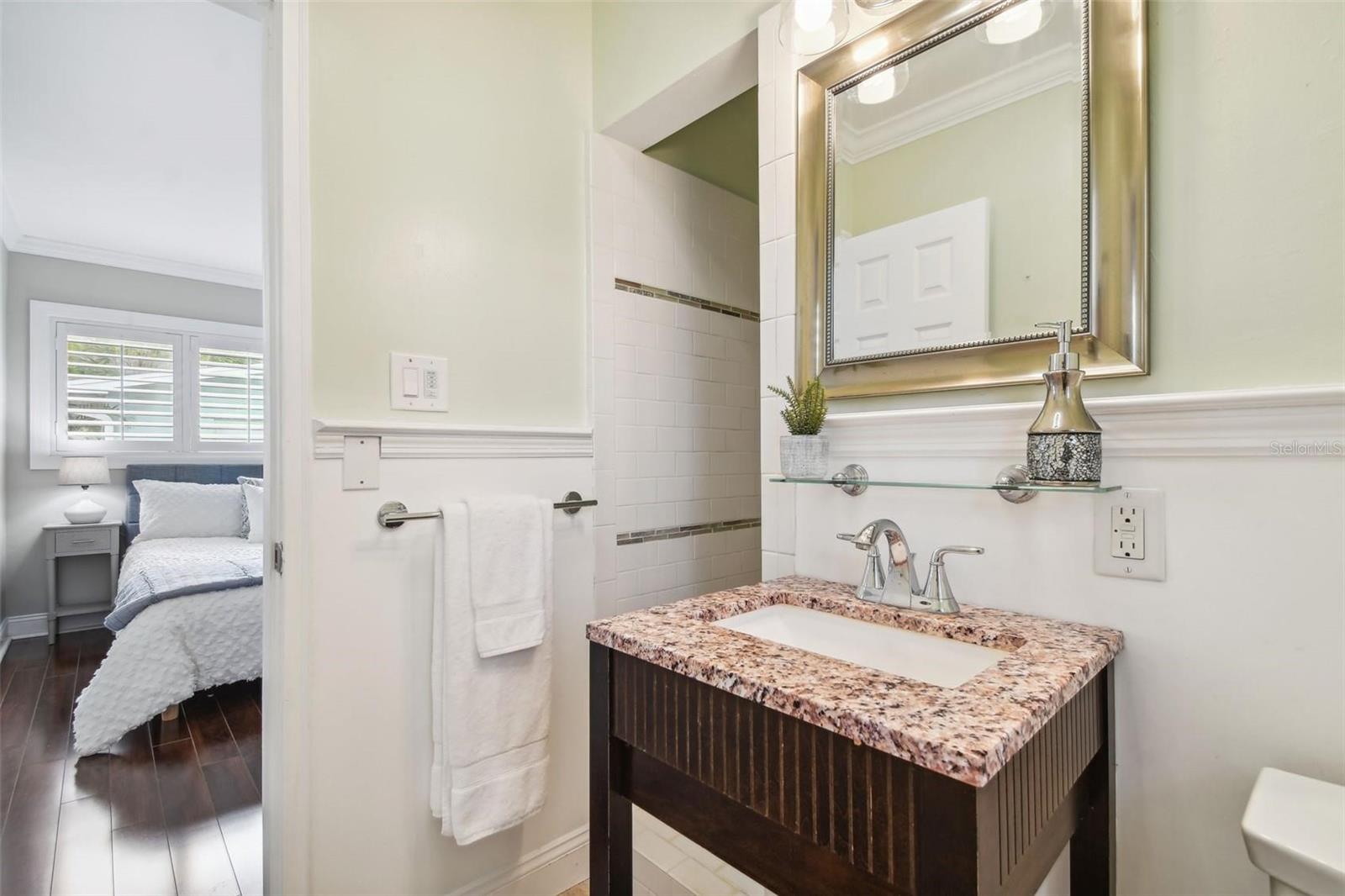 Bathroom with upgraded fixtures and lightning