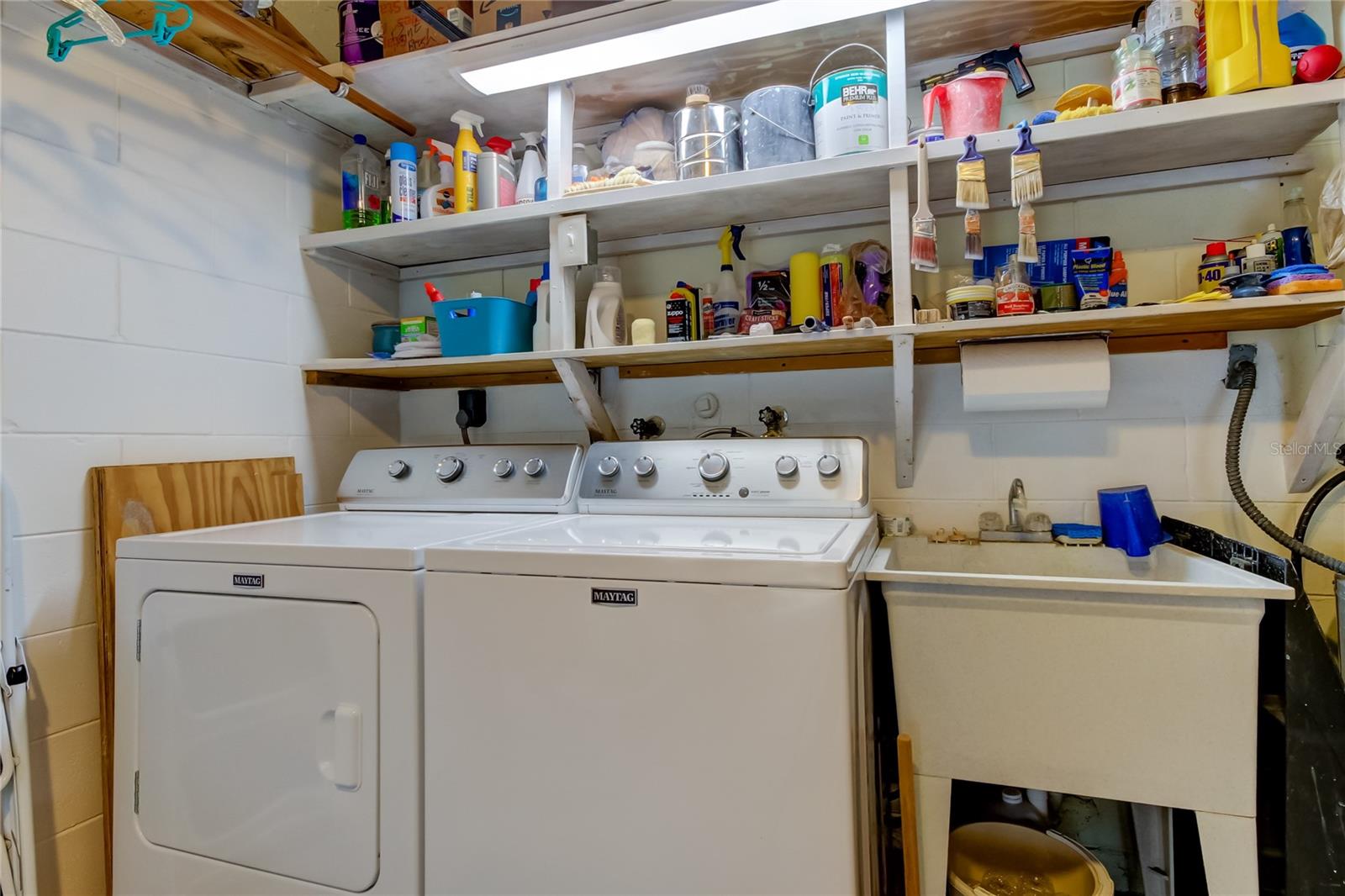 Laundry Area in Garage Features NEW Maytag Washer & Dryer (2023) - Included!