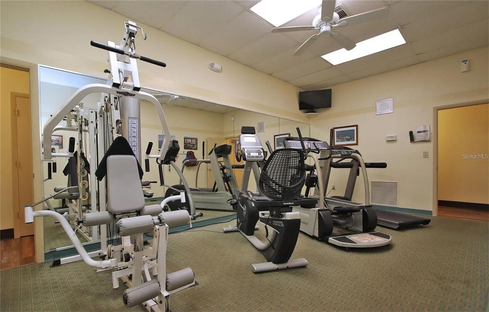 Exercise room & a sauna to use.