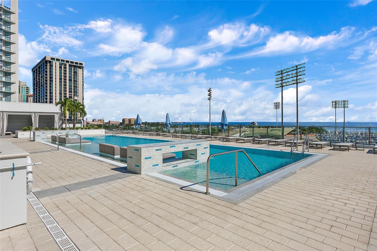 Saltaire's pool deck - outrageous views of the Rowdies Soccer Stadium and Tampa Bay
