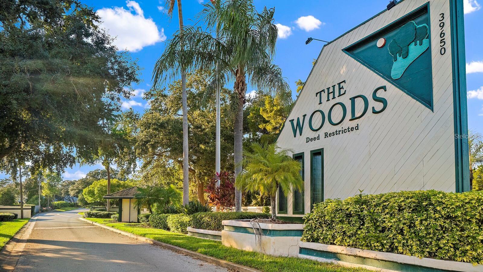 Another view of the Woods sign