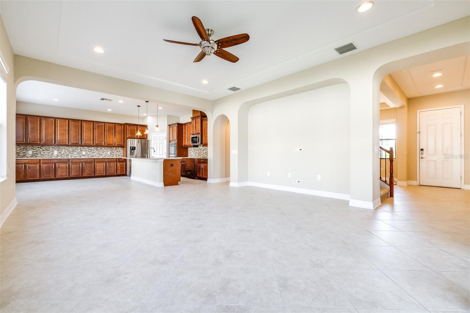 Expansive open concept living, dining and kitchen