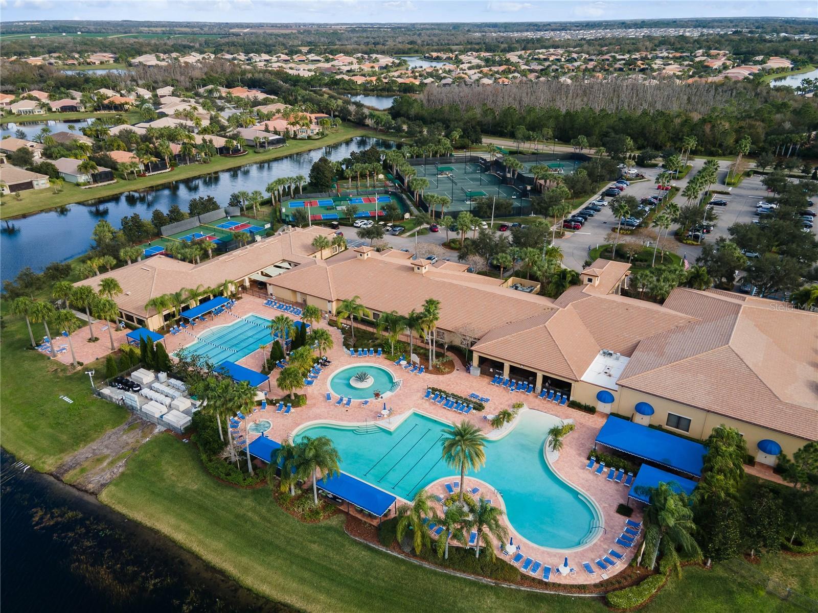 Aerial view of the pools & massive clubhouse