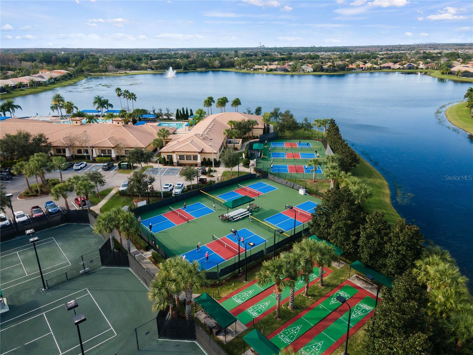 Clubhouse/tennis courts/pickle ball courts/ shuffle board courts
