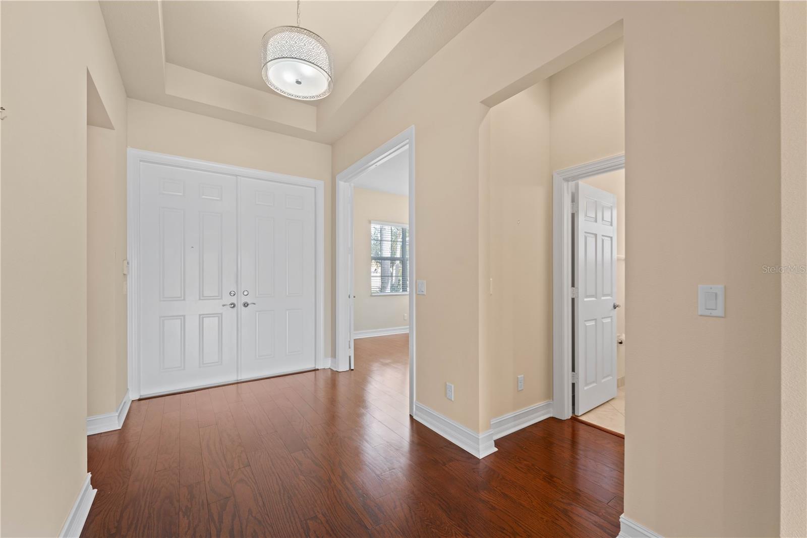 Double entry doors and foyer