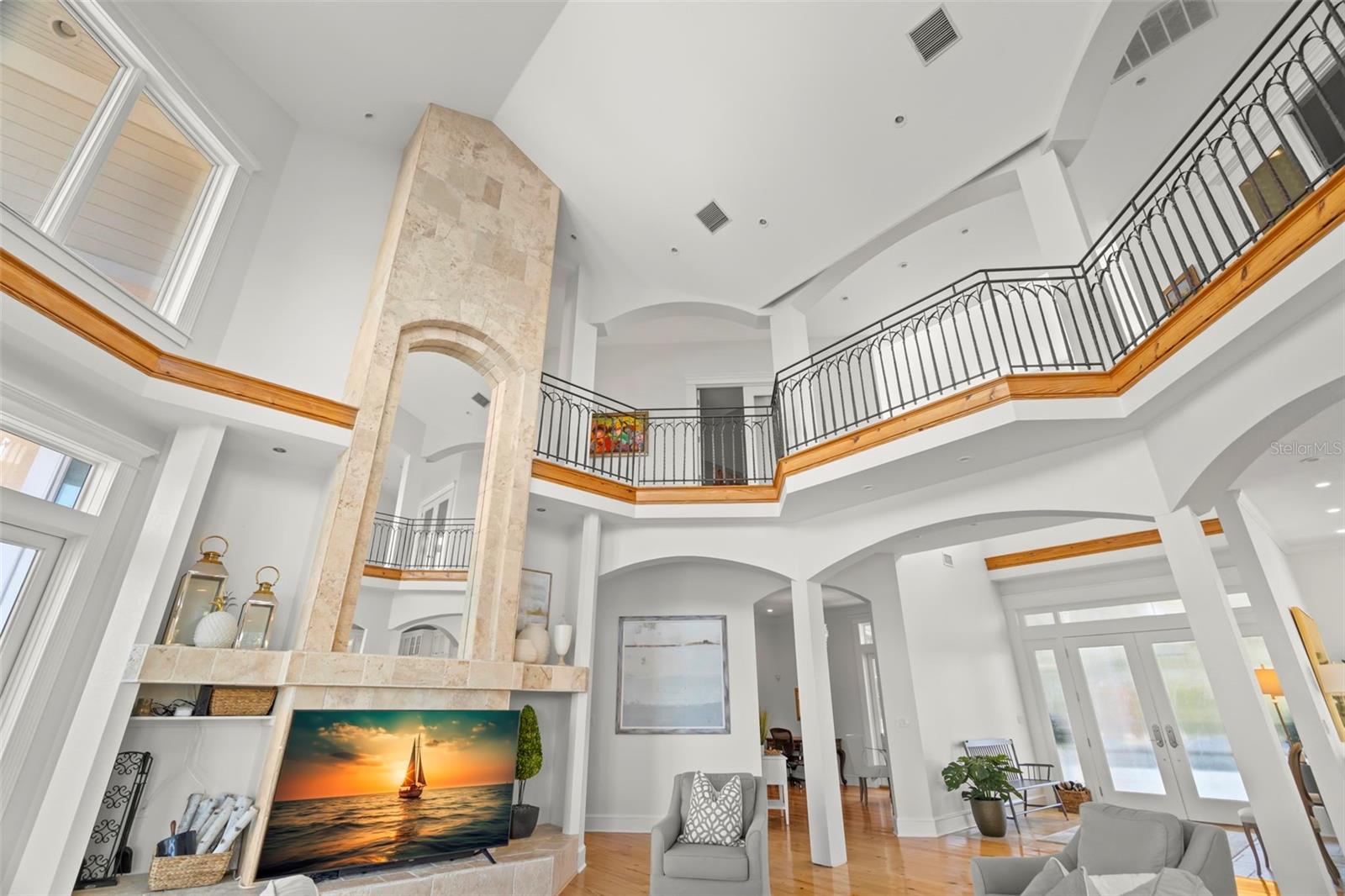 28 foot ceilings in the stunning living area