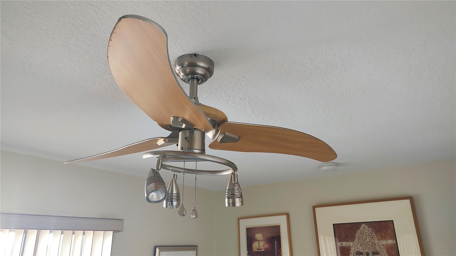 Unique fan/light in guest bedroom.