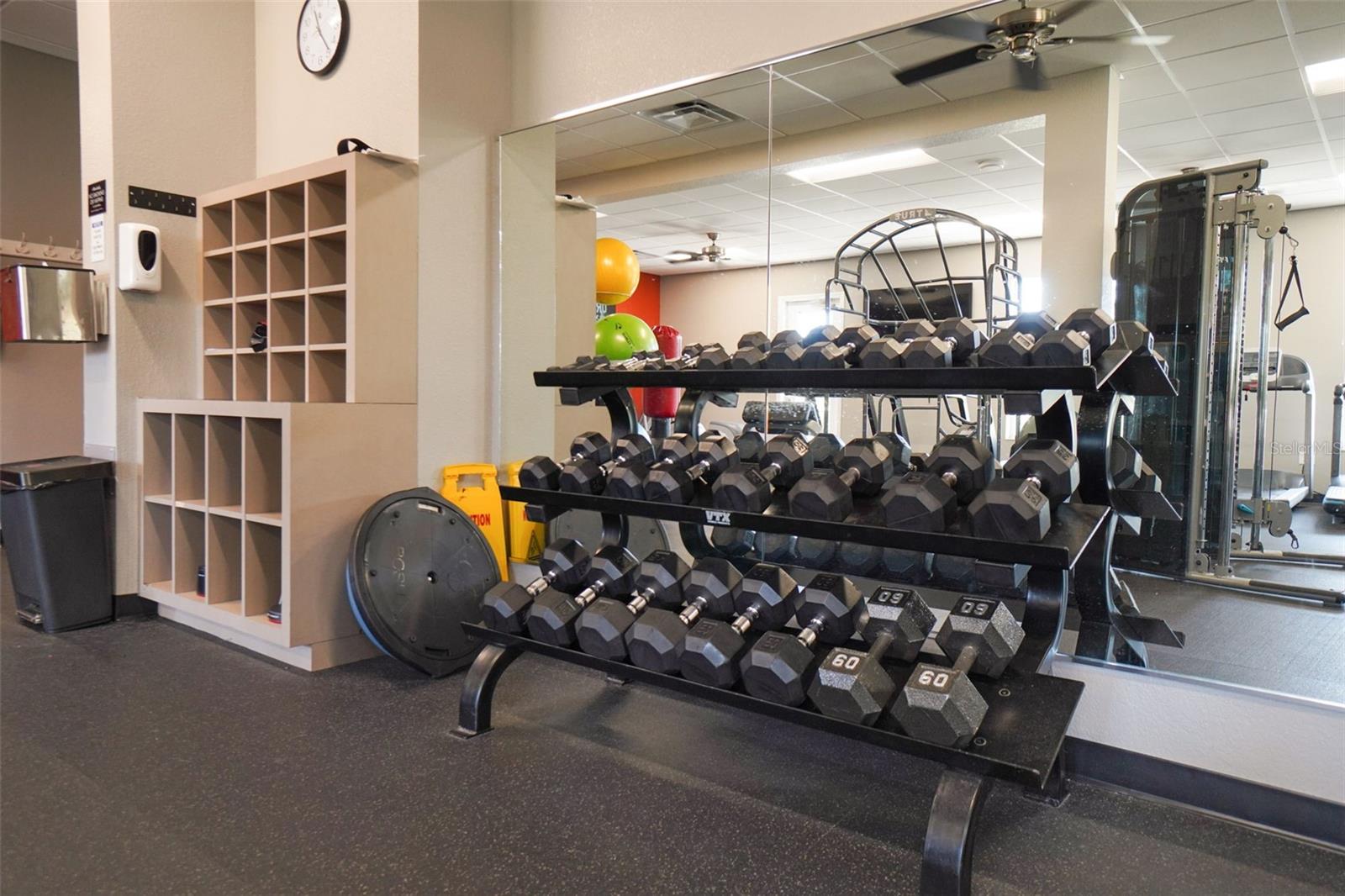 There is ample equipment to keep you in shape at the fitness center.