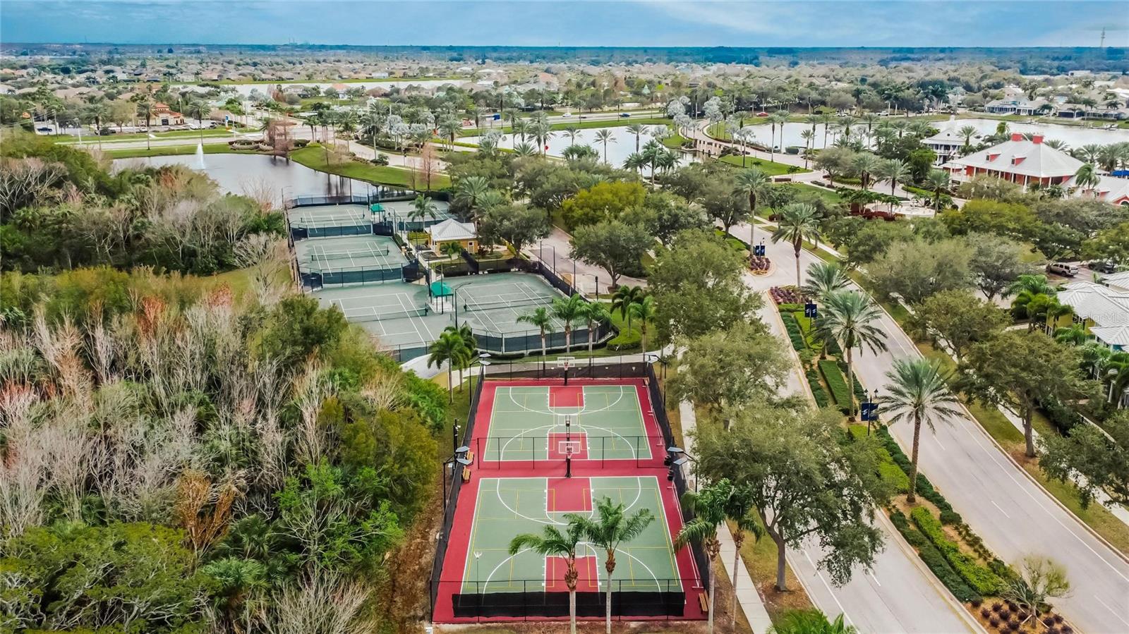 Aerial View Community Tennis Courts