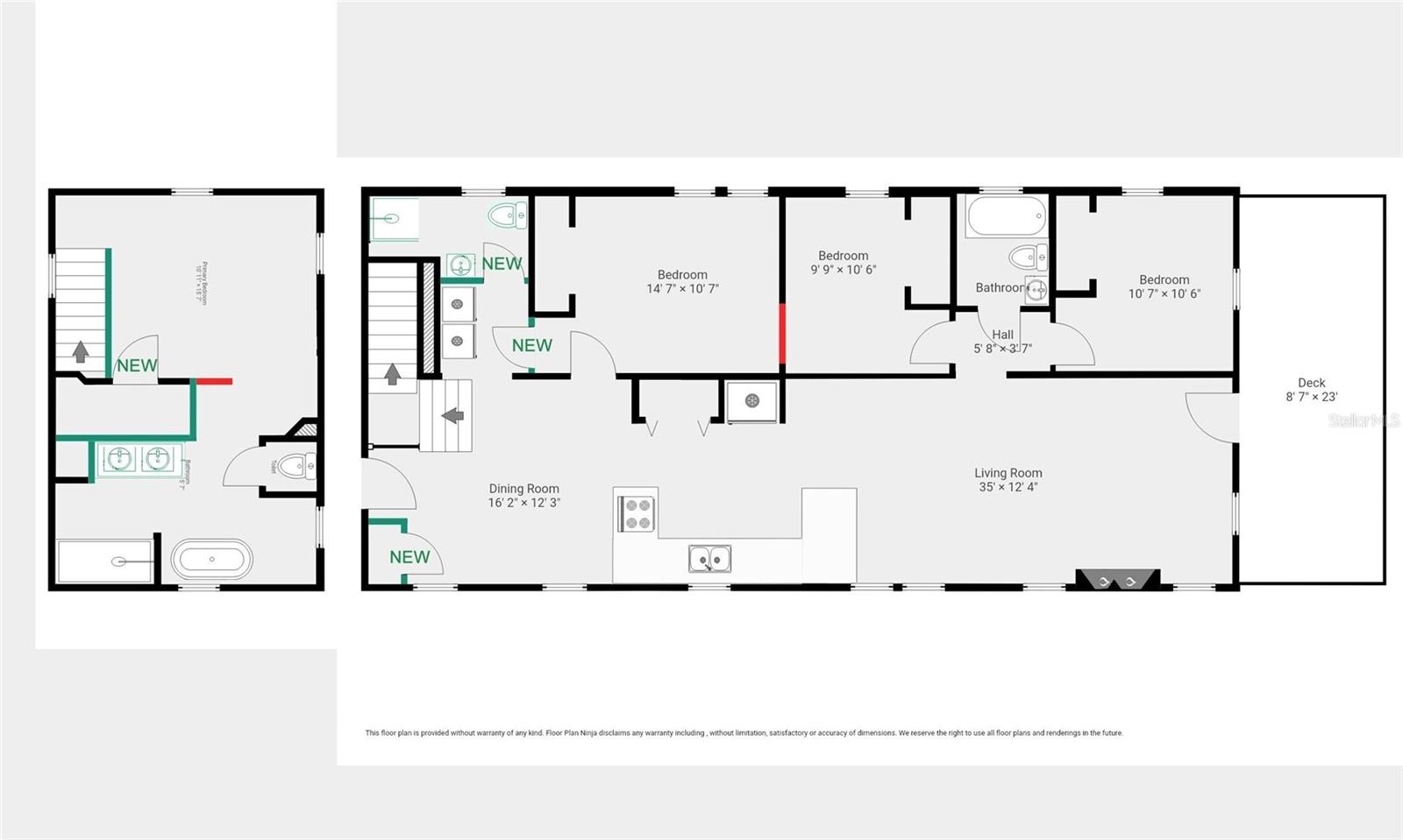 Floor plans showing the layout and approximate room sizes.