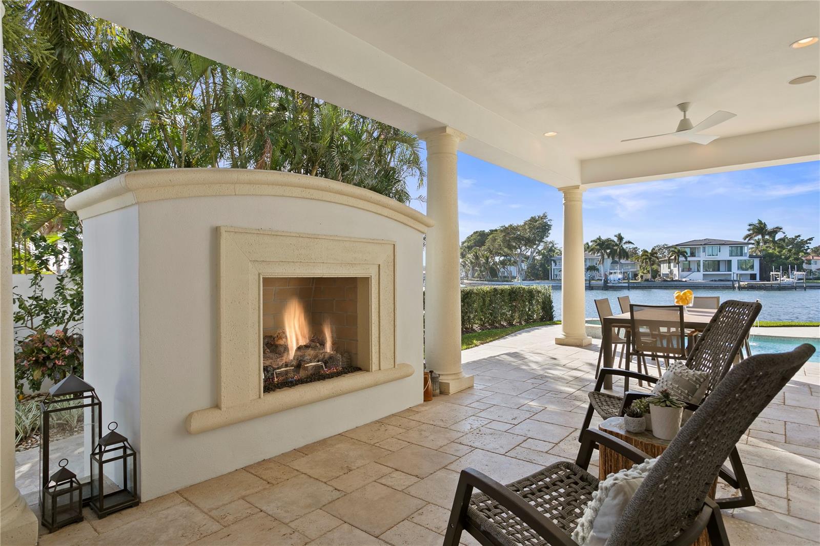 Those cozy nights are just perfect by the outdoor fireplace.