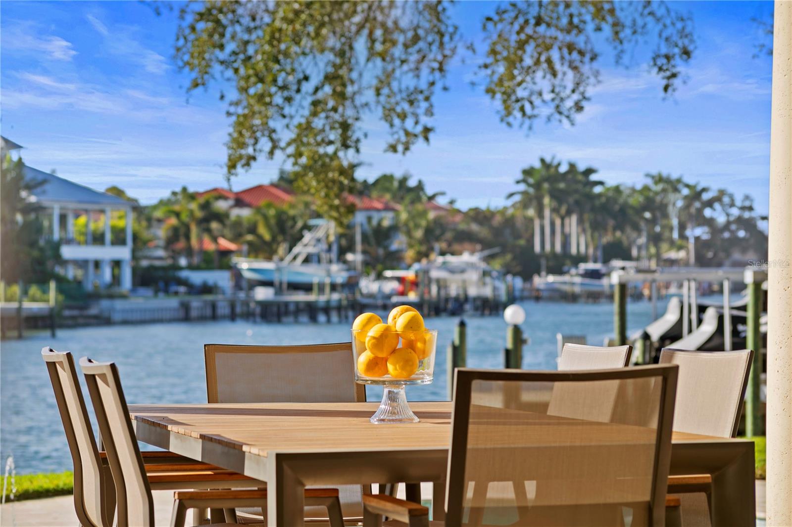 Outdoor dining with gorgeous water views.