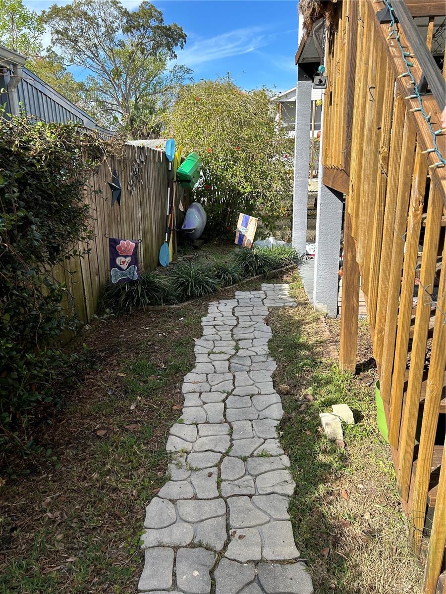 pathway from stairs to backyard